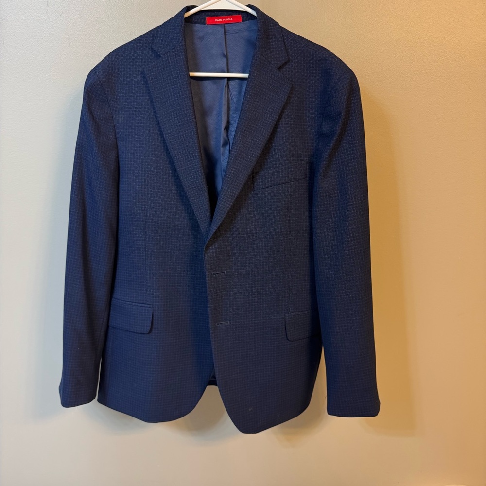Kenneth Cole Navy Checkered Blazer